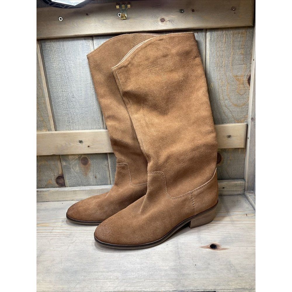new NWOB Frye US9.5 Caden Stitch Tall Western Boot Tan 3470688 Suede Leather